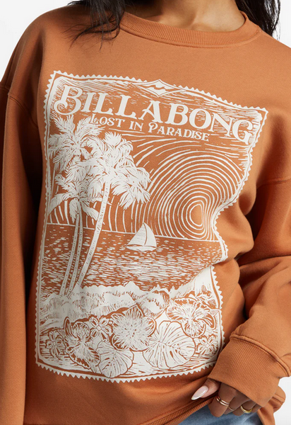 Paradise Is Here Crew Neck Sweatshirt - Toffee