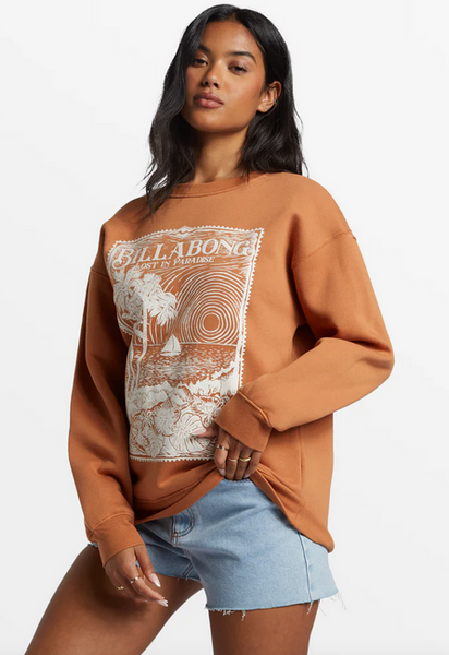 Paradise Is Here Crew Neck Sweatshirt - Toffee