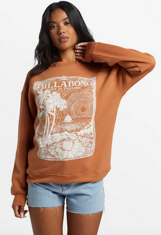 Paradise Is Here Crew Neck Sweatshirt - Toffee