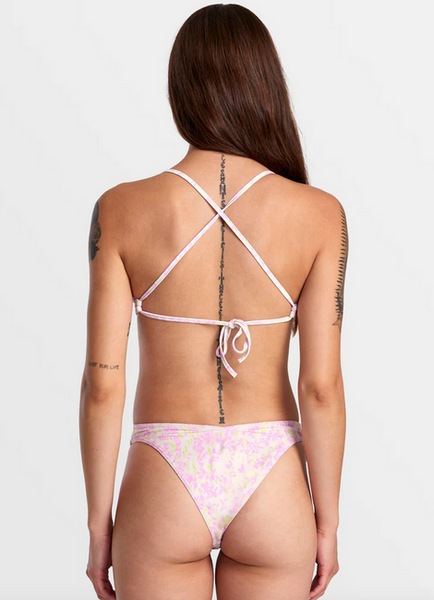 Blurred Crossback Triangle Bikini Top - Latte