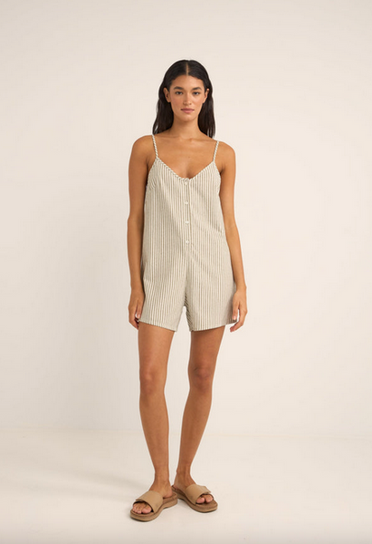 Valley Stripe Adjustable Romper - Ivy