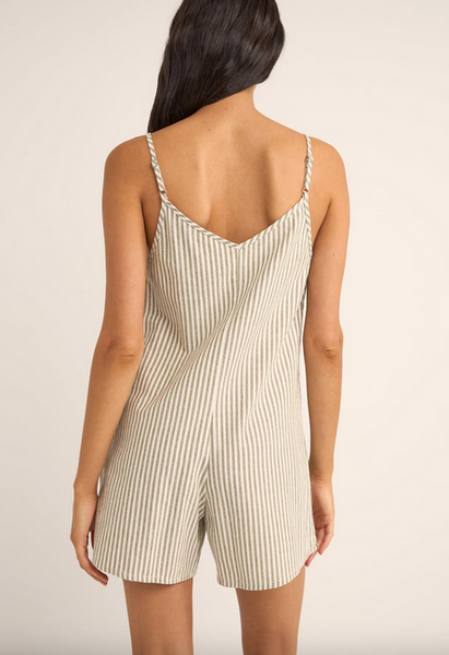 Valley Stripe Adjustable Romper - Ivy