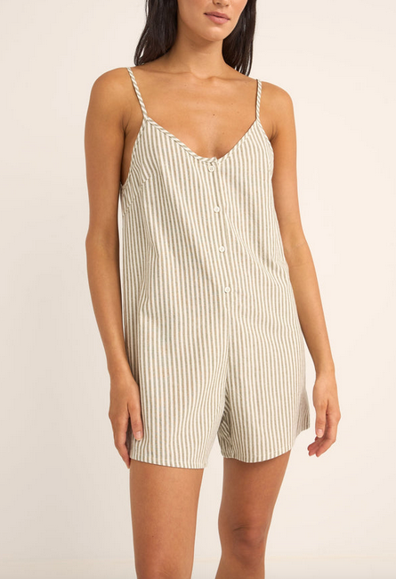 Valley Stripe Adjustable Romper - Ivy
