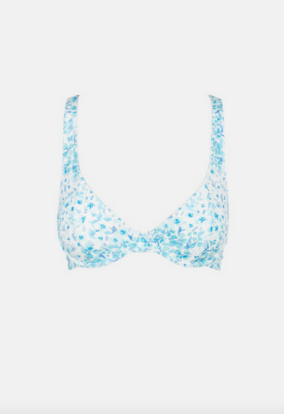 Serenity Floral Panelled Underwire Top - Blue