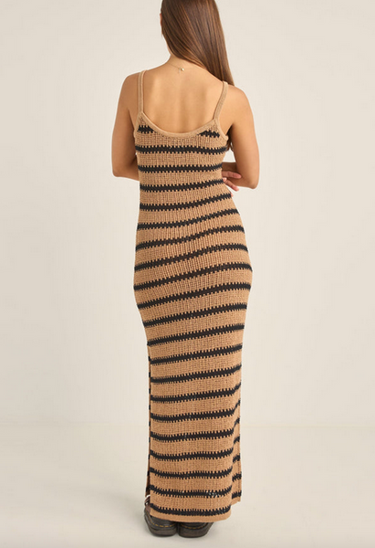 Sol Stripe Knit Maxi Dress - Black