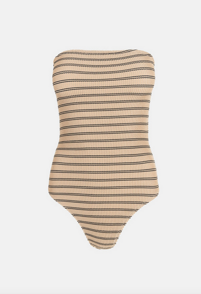Sol Stripe Strapless One Piece - Black