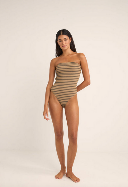 Sol Stripe Strapless One Piece - Black