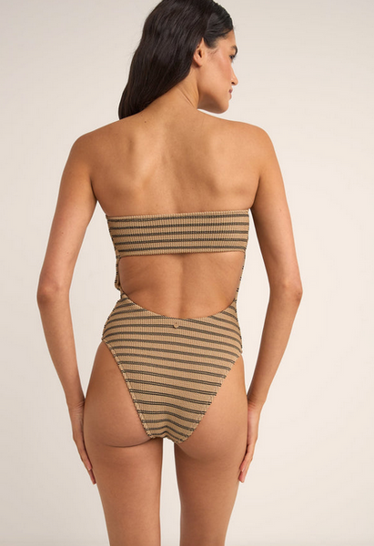 Sol Stripe Strapless One Piece - Black
