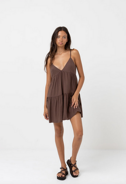 Classic Tiered Mini Dress - Chocolate