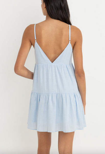 Classic Tiered Mini Dress - Blue
