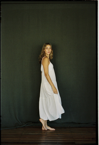 Classic Tiered Midi Dress - White