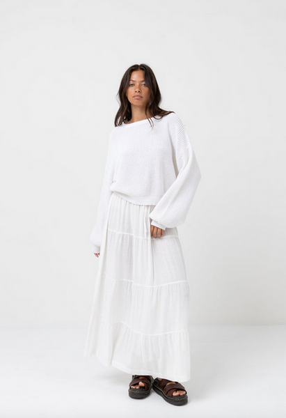 Classic Tiered Maxi Skirt - White