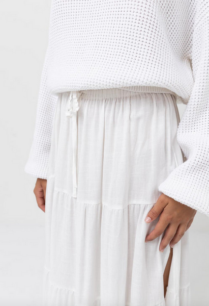 Classic Tiered Maxi Skirt - White