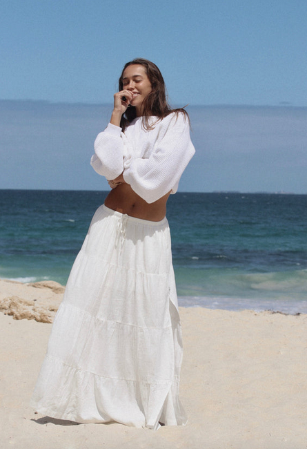 Classic Tiered Maxi Skirt - White