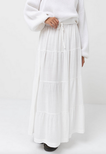 Classic Tiered Maxi Skirt - White