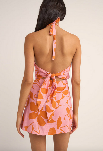 Bora Bora Floral Halter Mini Dress - Pink