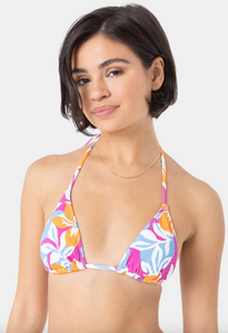 Topanga Canyon Mini Tiki Triangle Bikini Top - Pastel Floral Multi