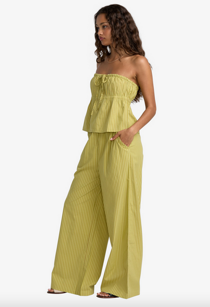 Stripe New Yume Wide Waist Pants - Martini Olive