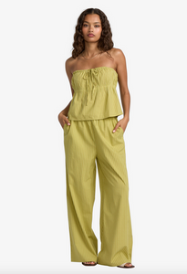 Stripe New Yume Wide Waist Pants - Martini Olive