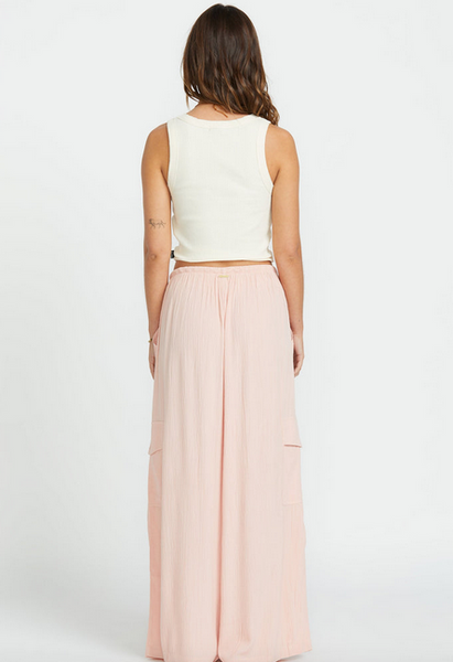 Beach Babe Cargo Elastic Waist Pants - Dusty Peach