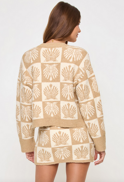 Shell Be There Cardigan -Seashell Jacquard