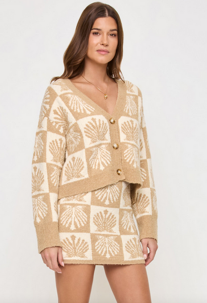Shell Be There Cardigan -Seashell Jacquard