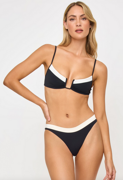 Mercer Bikini Bottom - Black/Cream
