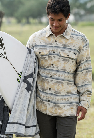 Offshore Jacquard Long Sleeve Flannel Shirt - Sand
