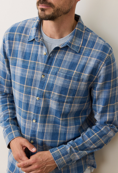 Classic Stretch Selvage Shirt - Blue Indigo Plaid
