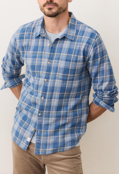 Classic Stretch Selvage Shirt - Blue Indigo Plaid