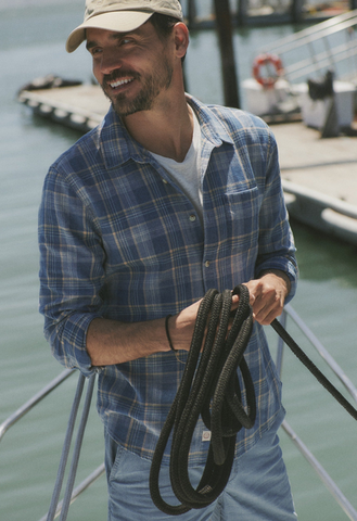 Classic Stretch Selvage Shirt - Blue Indigo Plaid