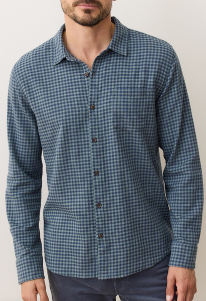 Classic Stretch Selvage Shirt - Green/Navy Gingham