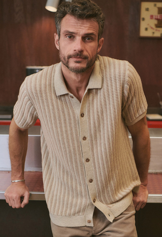 Graham Sweater Button Down - Taupe