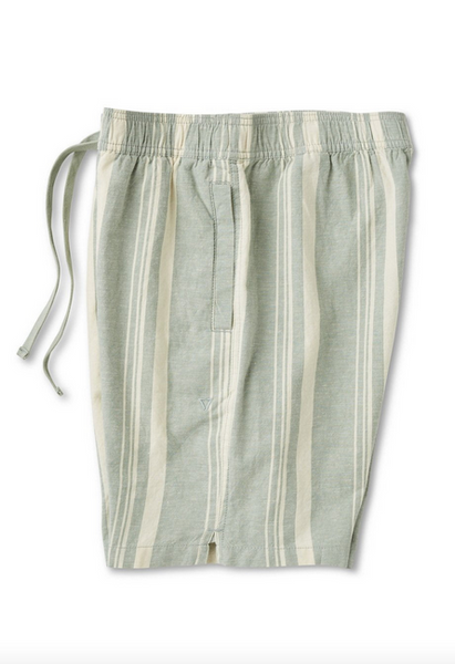 J. Linen Stripe Elastic 18" Walkshort - Sage