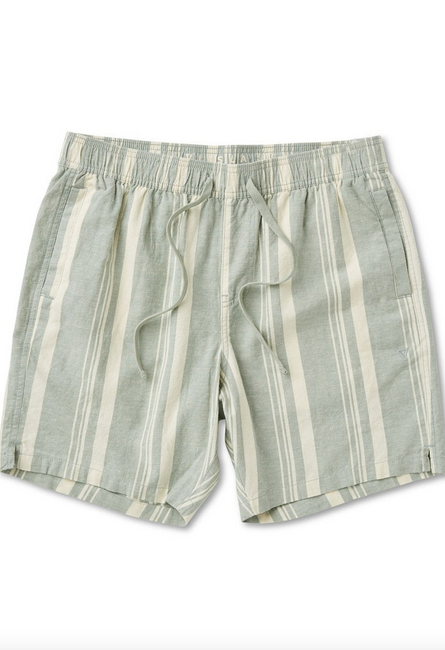 J. Linen Stripe Elastic 18" Walkshort - Sage