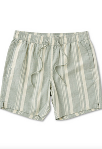 J. Linen Stripe Elastic 18" Walkshort - Sage