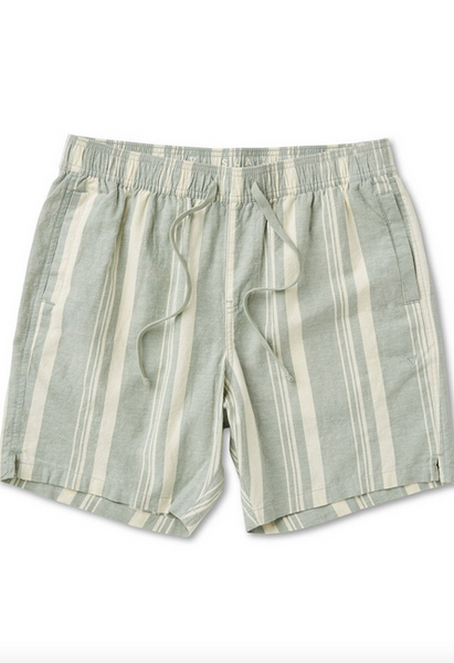 J. Linen Stripe Elastic 18" Walkshort - Sage