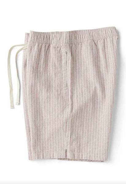 J. Linen Stripe Elastic 18" Walkshort - Plum