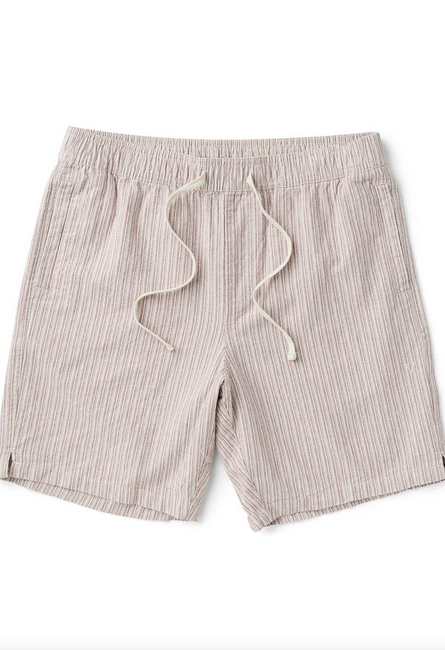 J. Linen Stripe Elastic 18" Walkshort - Plum