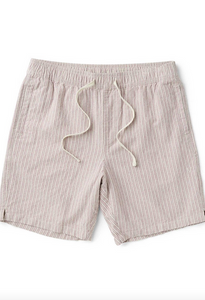 J. Linen Stripe Elastic 18" Walkshort - Plum