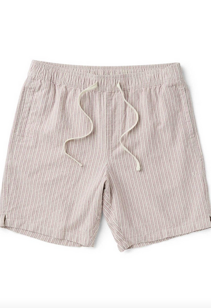 J. Linen Stripe Elastic 18" Walkshort - Plum