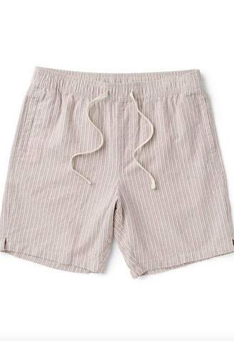 J. Linen Stripe Elastic 18" Walkshort - Plum