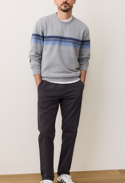 Relaxed Cloud 9 Fleece Crewneck - Heather Grey/Multi Stripe