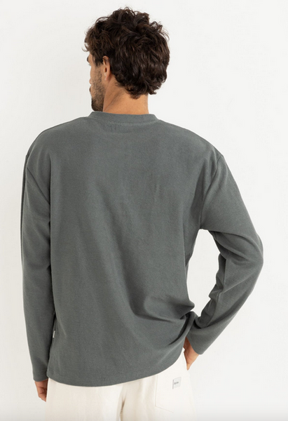 Vintage Terry Ls Henley - Silver Pine