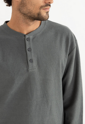 Vintage Terry Ls Henley - Silver Pine
