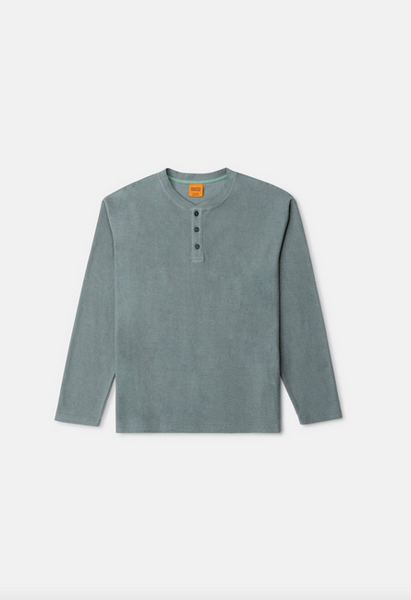 Vintage Terry Ls Henley - Silver Pine