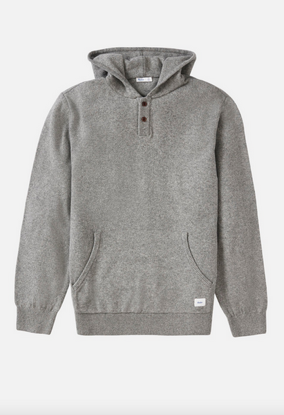 Hayes Hooded Henley Sweater - Heather Grey