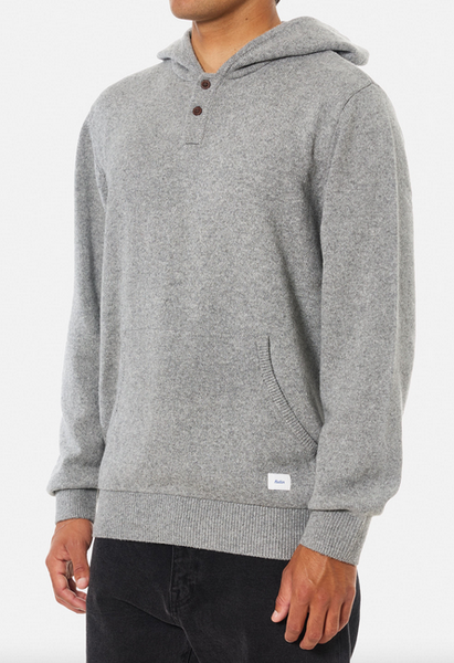 Hayes Hooded Henley Sweater - Heather Grey