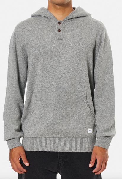 Hayes Hooded Henley Sweater - Heather Grey