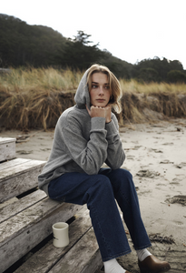 Hayes Hooded Henley Sweater - Heather Grey